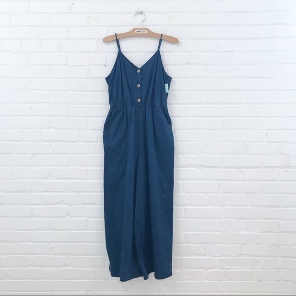 MONKI one piece navy chambray jumpsuit elastic waist